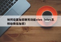 如何设置加密聊天功能vivo（vivo怎样给微信加密）