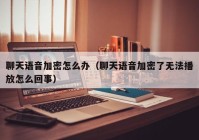 聊天语音加密怎么办（聊天语音加密了无法播放怎么回事）