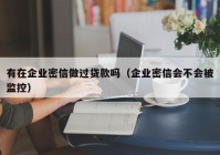 有在企业密信做过贷款吗（企业密信会不会被监控）