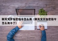 聊天文字加密指令怎么用（聊天文字加密指令怎么用不了）