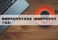 蝙蝠聊天软件发不出信息（蝙蝠聊天软件发不了信息）