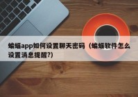 蝙蝠app如何设置聊天密码（蝙蝠软件怎么设置消息提醒?）