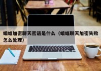 蝙蝠加密聊天密语是什么（蝙蝠聊天加密失败怎么处理）