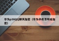 华为p30QQ聊天加密（华为手机怎样给加密）