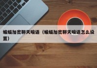 蝙蝠加密聊天暗语（蝙蝠加密聊天暗语怎么设置）
