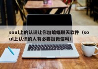 soul上的认识让你加蝙蝠聊天软件（soul上认识的人有必要加微信吗）