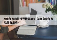 U盘加密软件推荐聊天app（u盘自带加密软件有用吗）