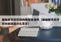 蝙蝠聊天软件双向撤回有用吗（蝙蝠聊天软件双向撤回是什么意思）