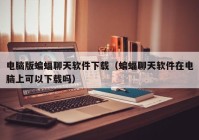 电脑版蝙蝠聊天软件下载（蝙蝠聊天软件在电脑上可以下载吗）