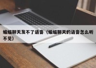 蝙蝠聊天发不了语音（蝙蝠聊天的语音怎么听不见）