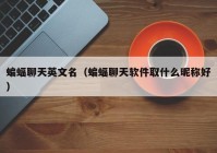 蝙蝠聊天英文名（蝙蝠聊天软件取什么昵称好）