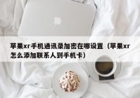 苹果xr手机通讯录加密在哪设置（苹果xr怎么添加联系人到手机卡）