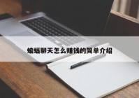 蝙蝠聊天怎么赚钱的简单介绍