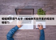 蝙蝠聊天霸气名字（蝙蝠聊天软件里的暗语有哪些?）
