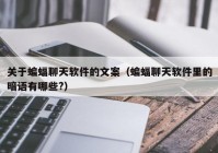关于蝙蝠聊天软件的文案（蝙蝠聊天软件里的暗语有哪些?）