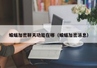 蝙蝠加密聊天功能在哪（蝙蝠加密消息）