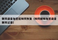 聊天语音加密后如何恢复（如何解除加密语音聊天记录）