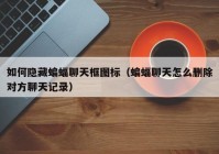 如何隐藏蝙蝠聊天框图标（蝙蝠聊天怎么删除对方聊天记录）