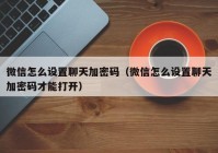 微信怎么设置聊天加密码（微信怎么设置聊天加密码才能打开）