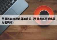 苹果怎么给通讯录加密码（苹果怎么给通讯录加密码呢）
