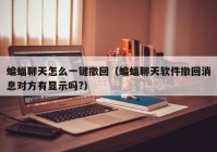 蝙蝠聊天怎么一键撤回（蝙蝠聊天软件撤回消息对方有显示吗?）