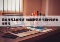 蝙蝠聊天上面暗语（蝙蝠聊天软件里的暗语有哪些?）