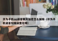 华为手机qq语音聊天加密怎么解除（华为手机语音权限设置在哪）