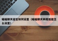 蝙蝠聊天留言如何设置（蝙蝠聊天截图提醒怎么设置）