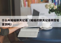 什么叫蝙蝠聊天记录（蝙蝠的聊天记录网警能查到吗）