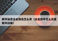 聊天加密企业微信怎么弄（企业微信怎么设置聊天权限）